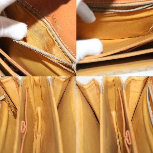 CELINE Macadam Canvas Shoulder Bag Canvas Leather Beige Brown Auth 51028 - Picture 14 of 15